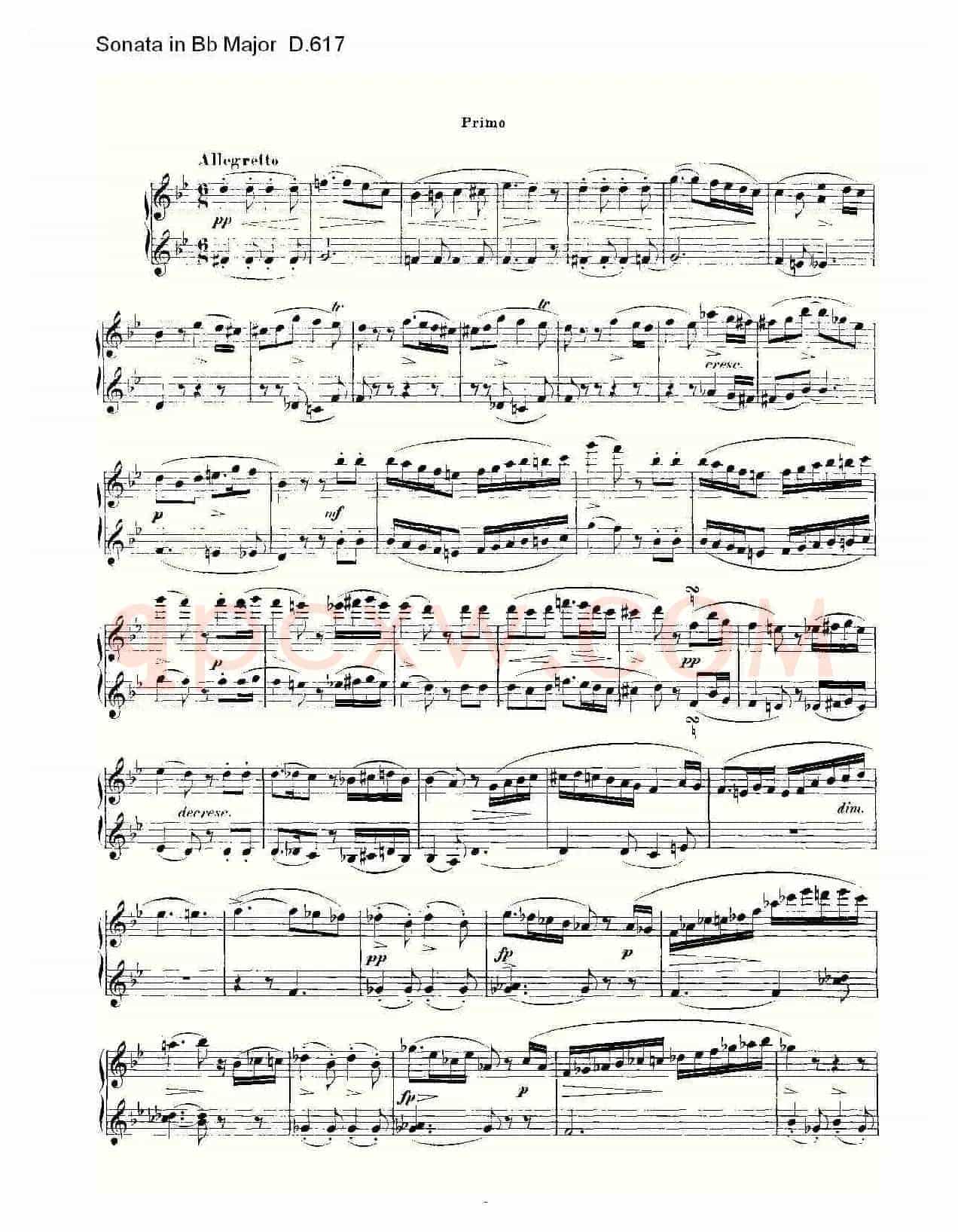 Sonata in Bb Major D.617(Bb大调奏鸣曲 D.617)