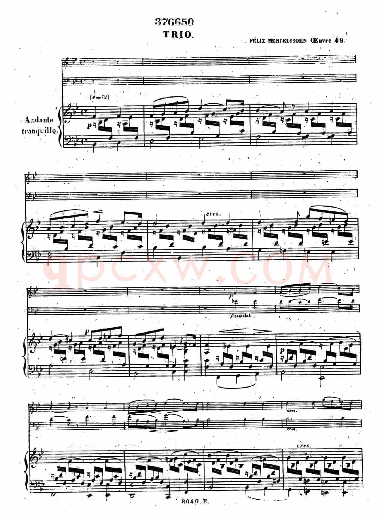 Piano Trio No.1 in d Minor Op.49(d小调第一钢琴三重奏·第二乐章)