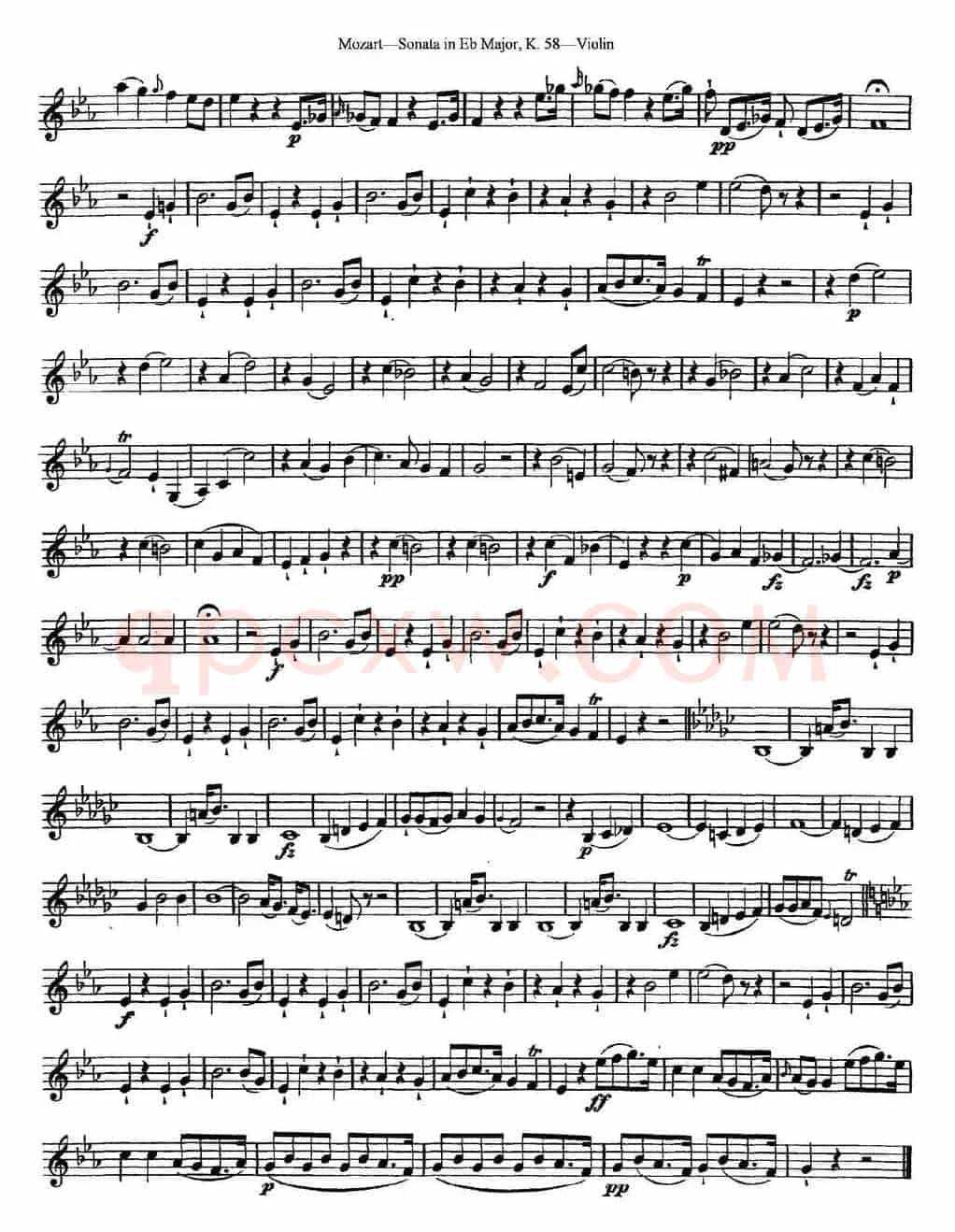 Violin Sonata in Eb Major K.58