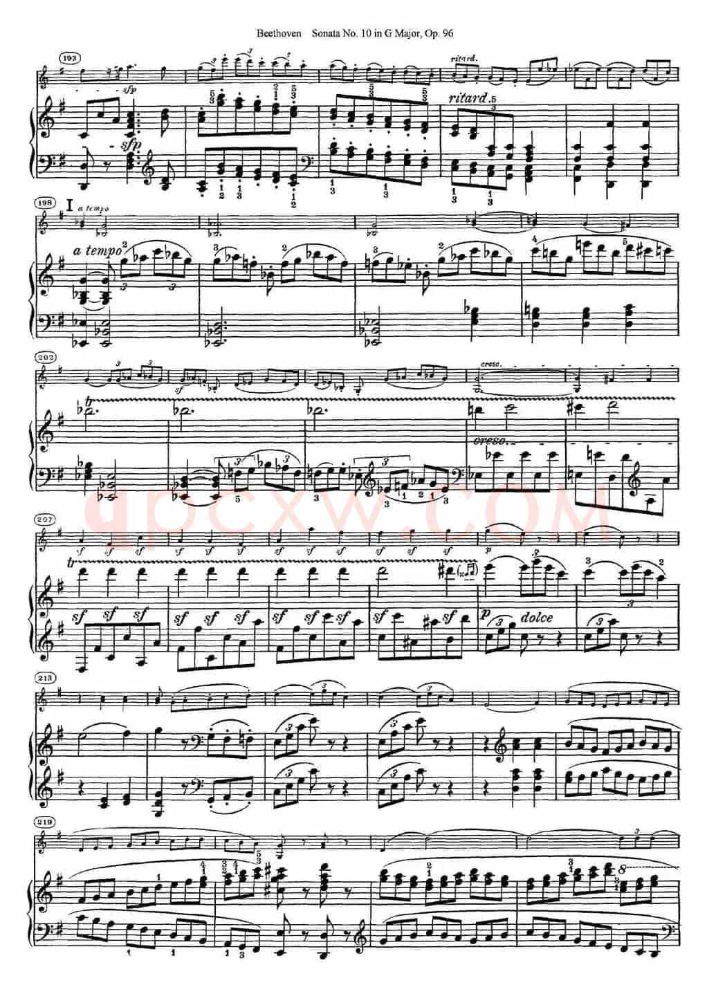 Violin Sonata No.10 in G Major Op.96（小提琴+钢琴伴奏）