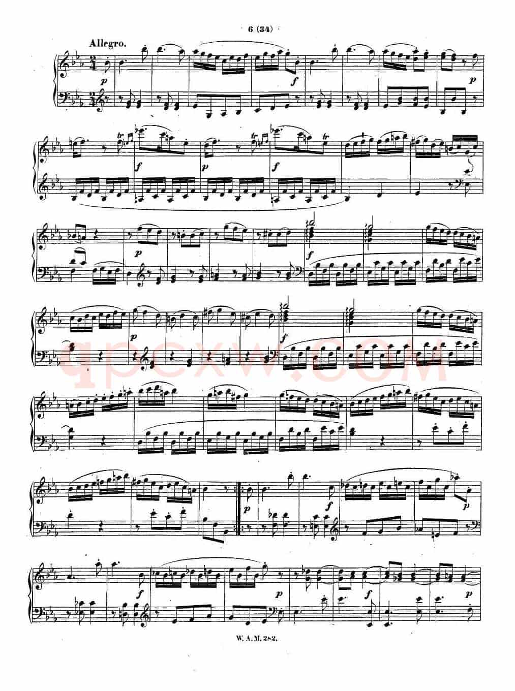 降E大调第四钢琴奏鸣曲 KV.282