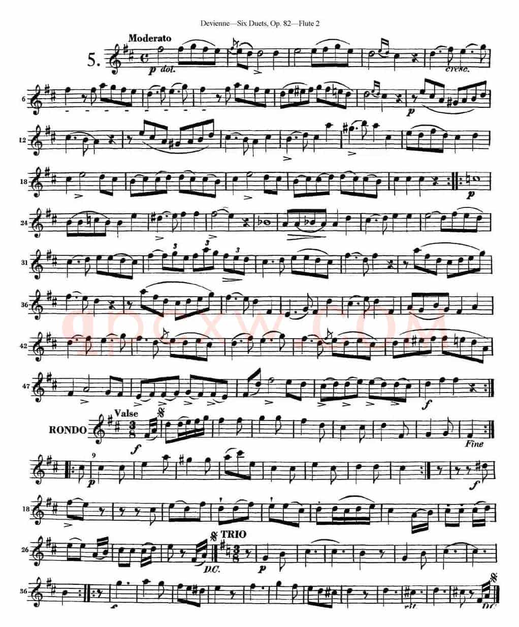 德维埃纳六个长笛二重奏小段Op.82——Flute 2（NO.5）