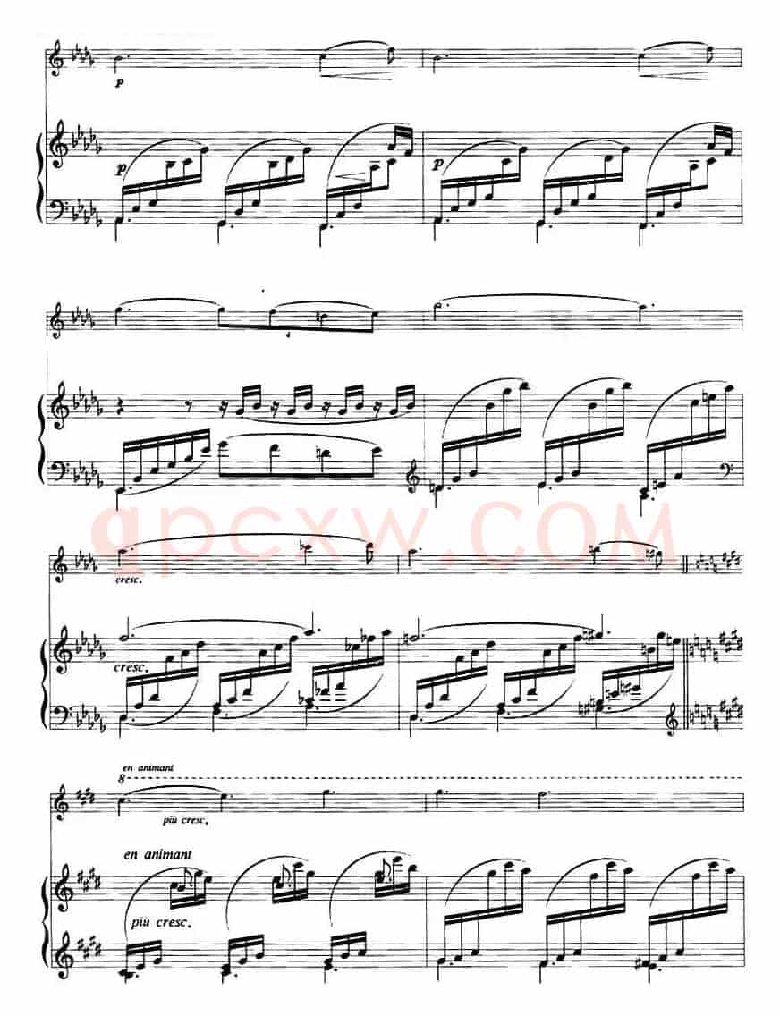 月光（CLAIR DE LUNE、德彪西作曲版、小提琴+钢琴伴奏）