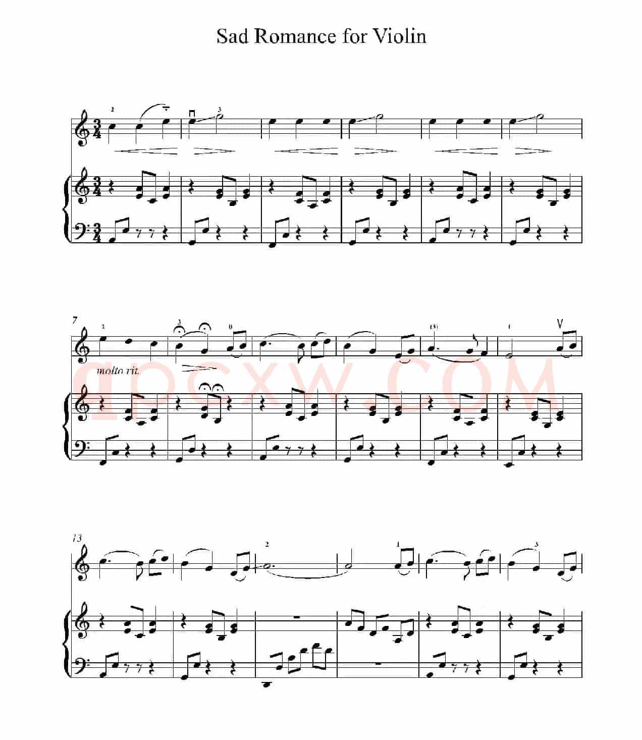 Sad Rommance for Beginning Violin（小提琴+钢琴伴奏）