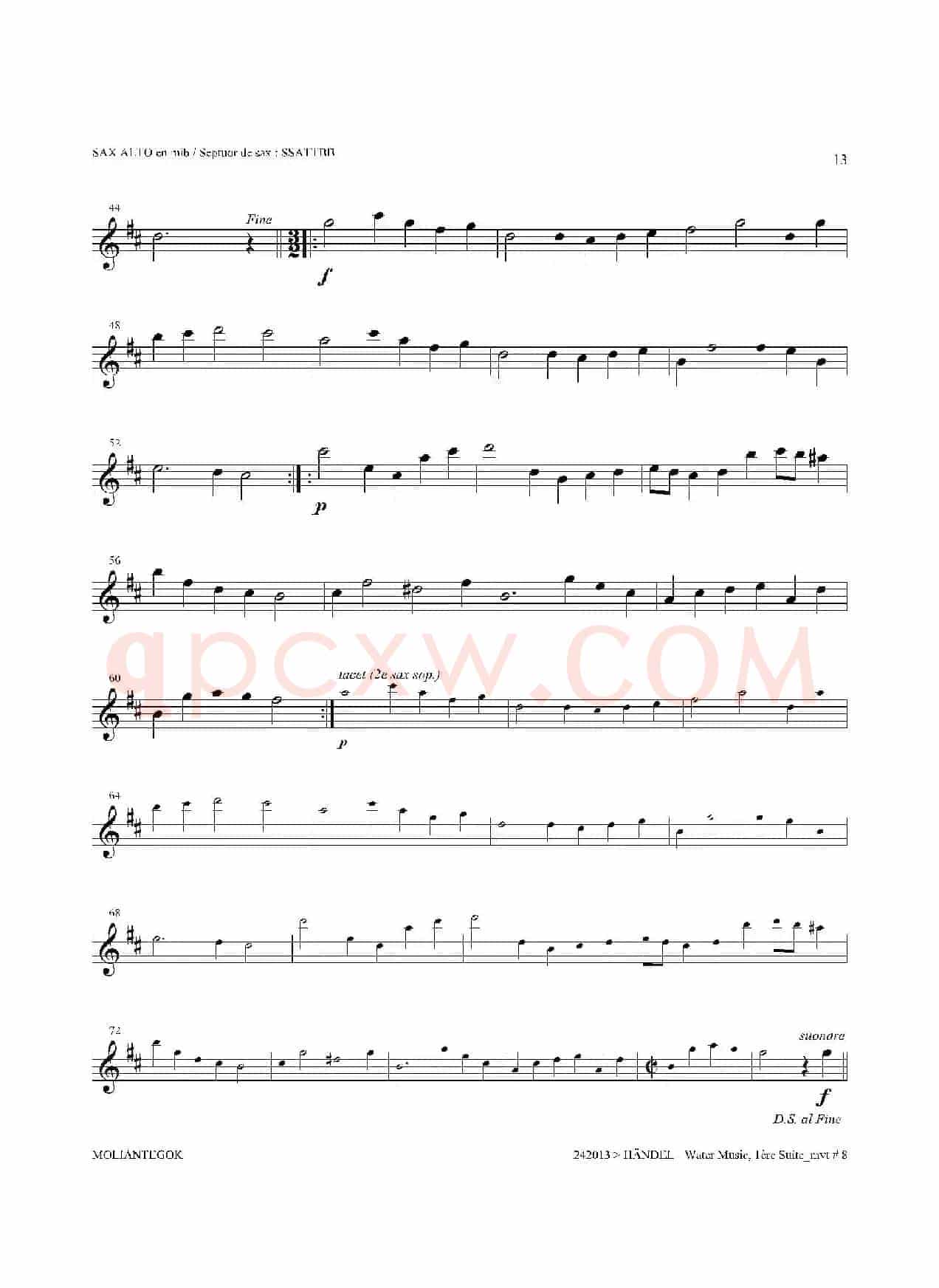 Water Music（HWV.348 No.1）（中音萨克斯）