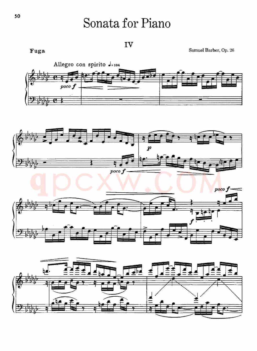 塞缪尔·巴伯 - 降e小调钢琴奏鸣曲 op.26 v.4