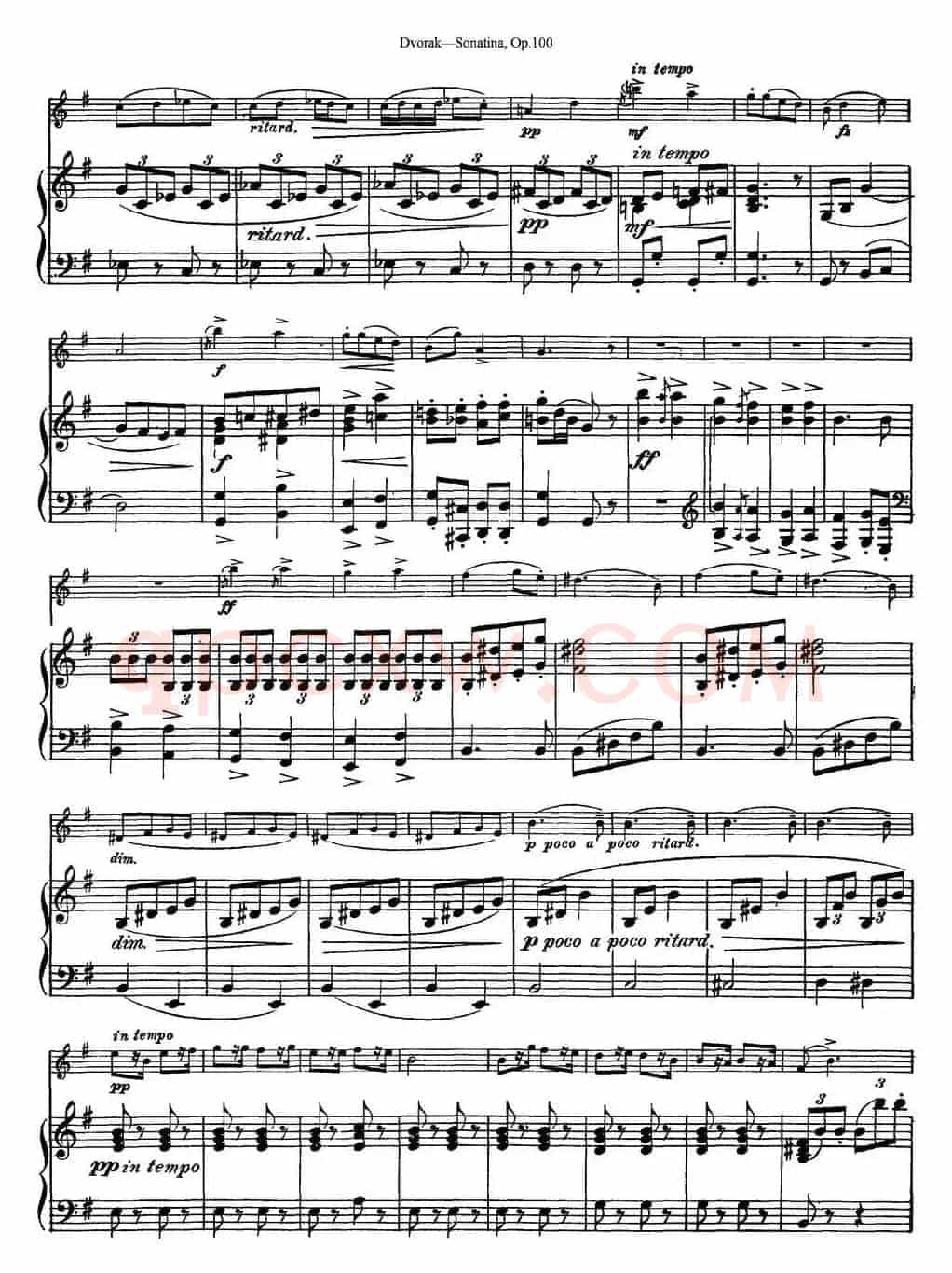 Violin Sonatina Op.100（小提琴+钢琴伴奏）
