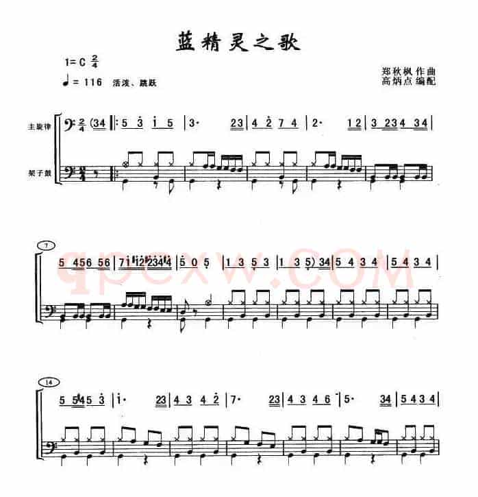 蓝精灵之歌（架子鼓谱）