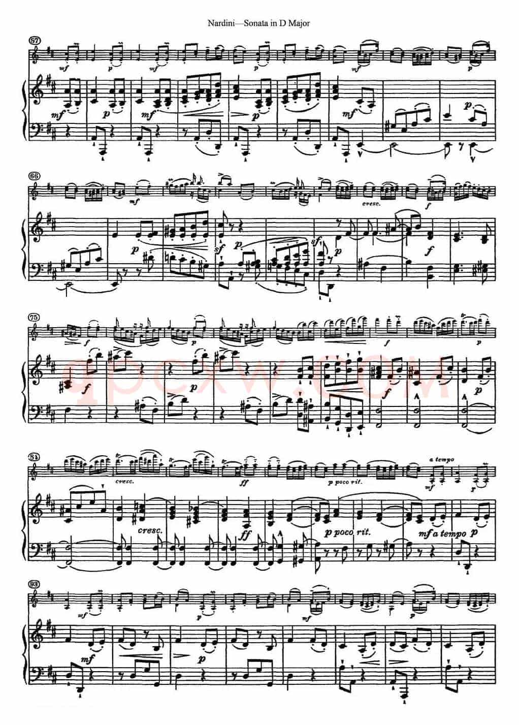 Nardini Violin Sonata in D Major（小提琴+钢琴伴奏）