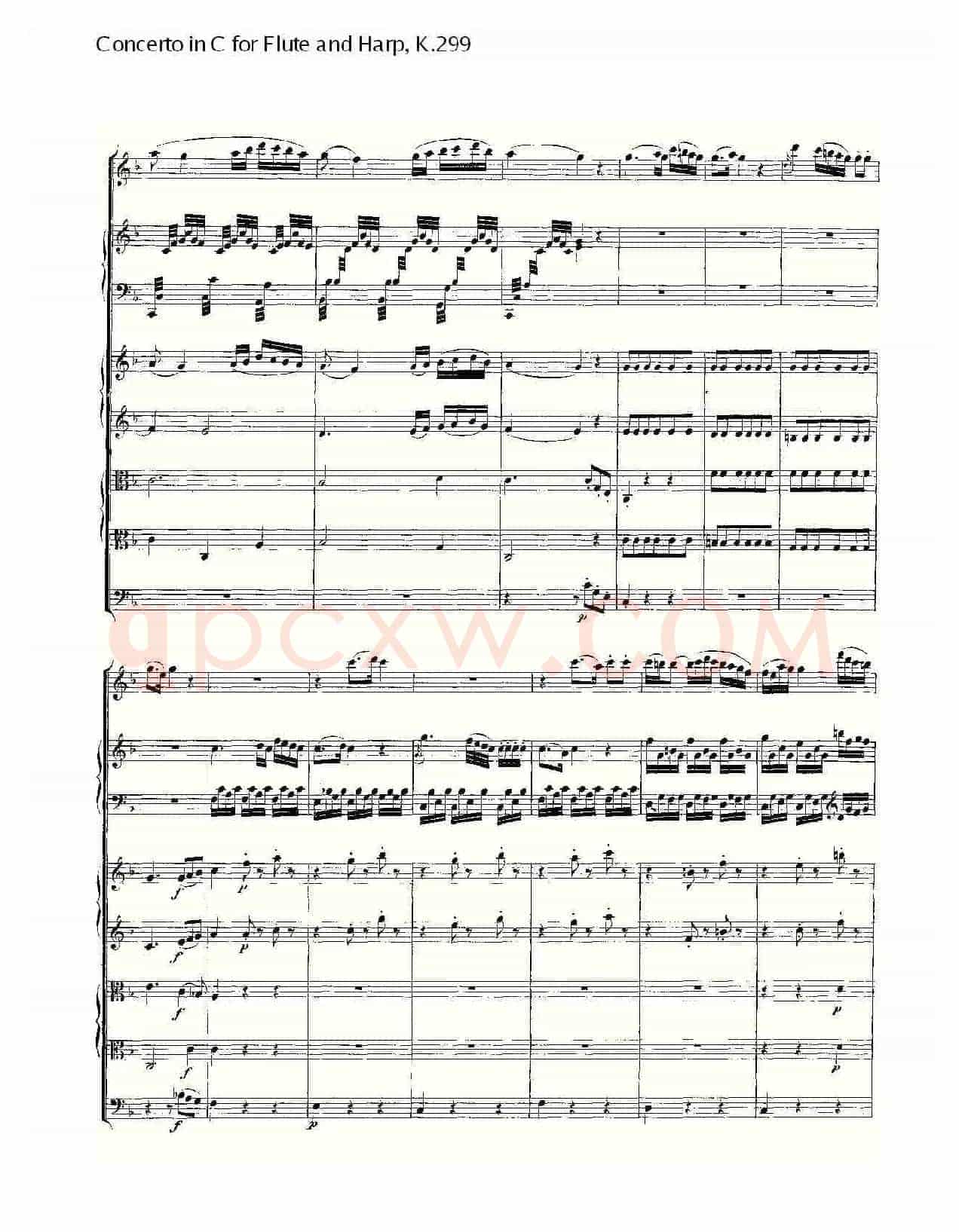 C调长笛与竖琴协奏曲, K.299（一）