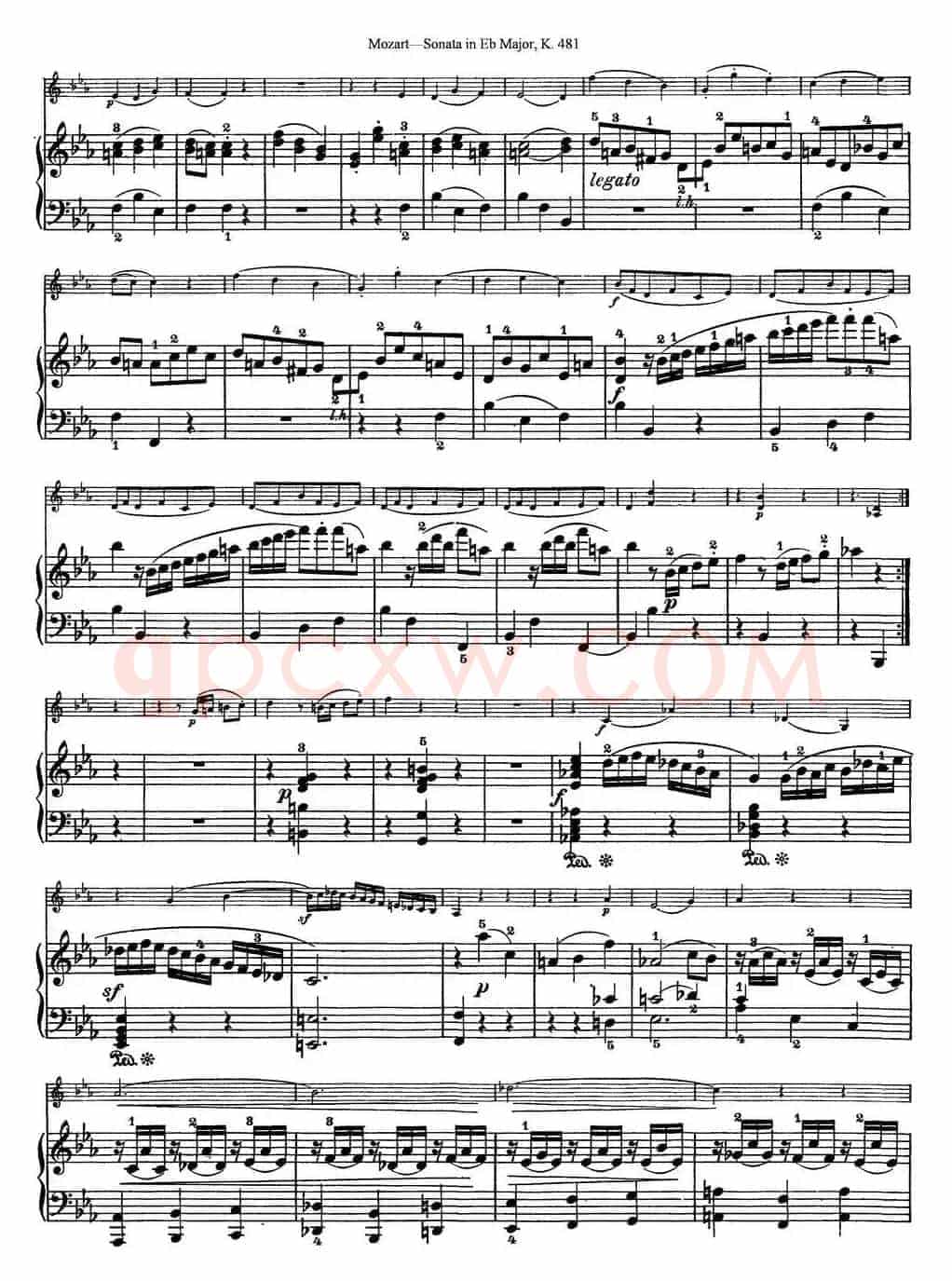 Violin Sonata in Eb Major K.481（小提琴+钢琴伴奏）