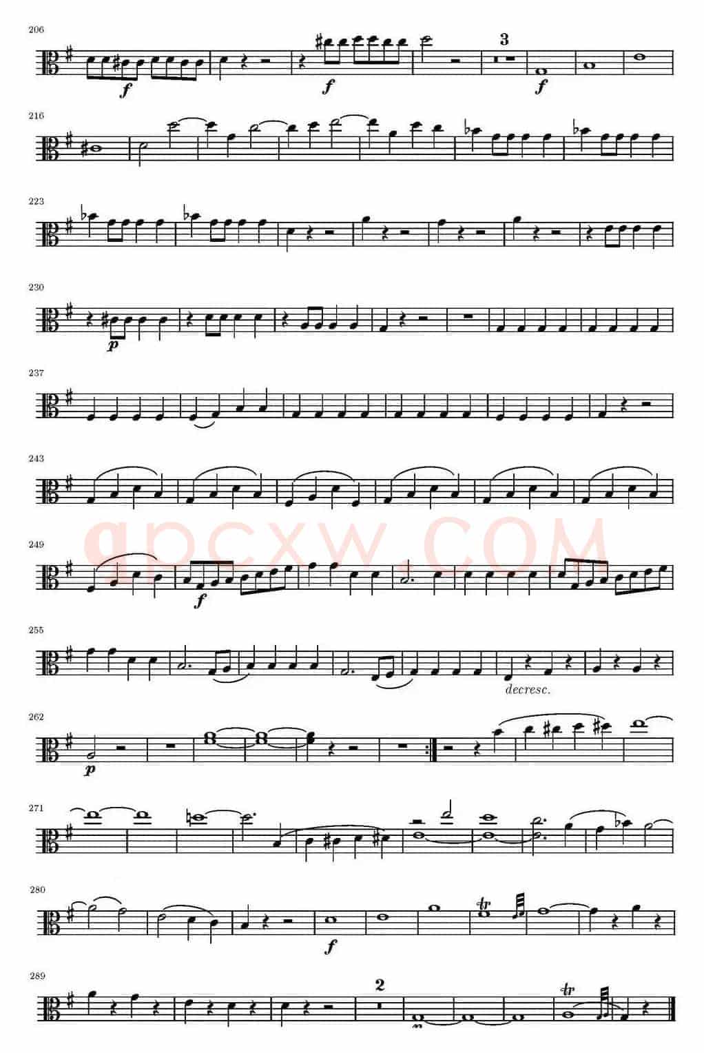 String Quartet KV.387（弦乐四重奏中提琴分谱）