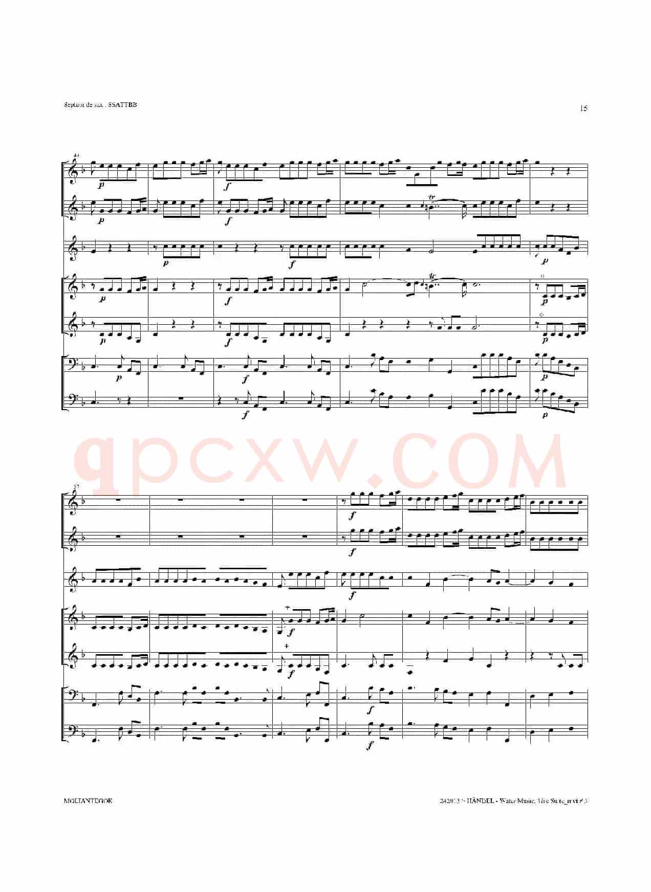 Water Music（HWV.348 No.1）（萨克斯合奏总谱）