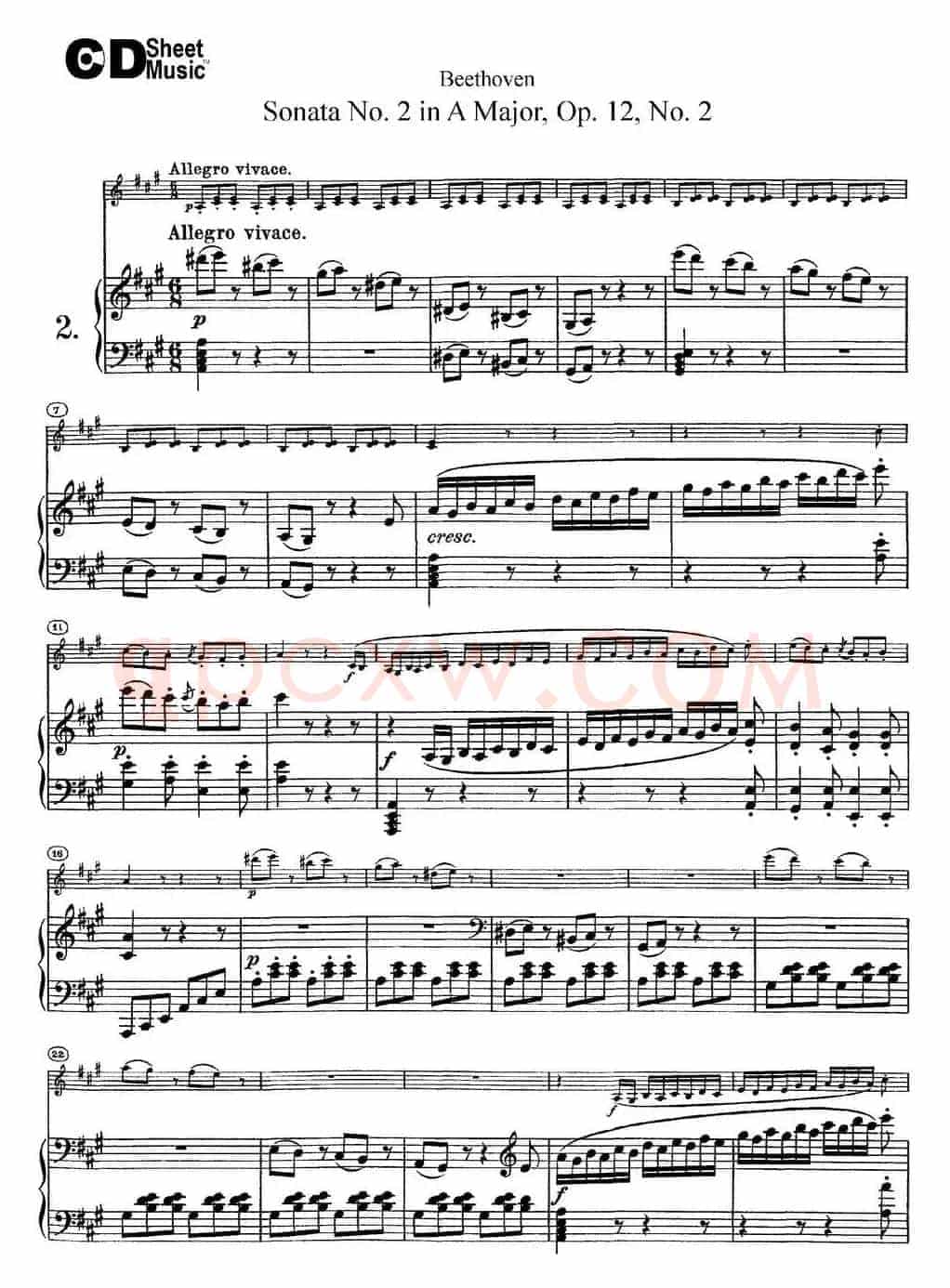 Violin Sonata No.2 in A Major Op.12 No.2（小提琴+钢琴伴奏）