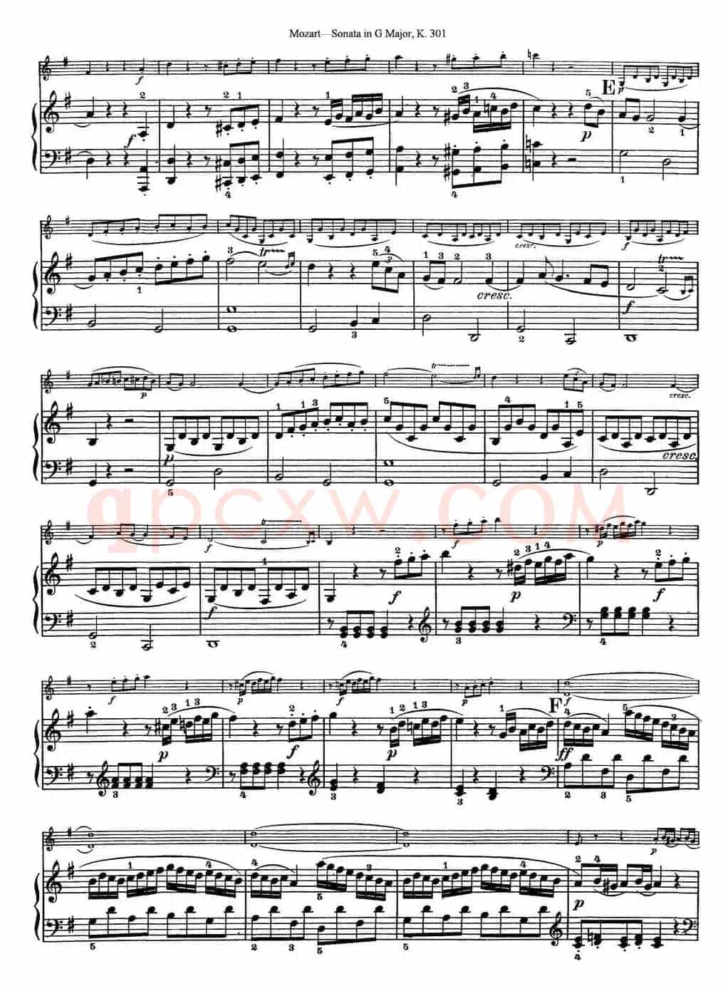 Violin Sonata in G Major K.301（小提琴+钢琴伴奏）