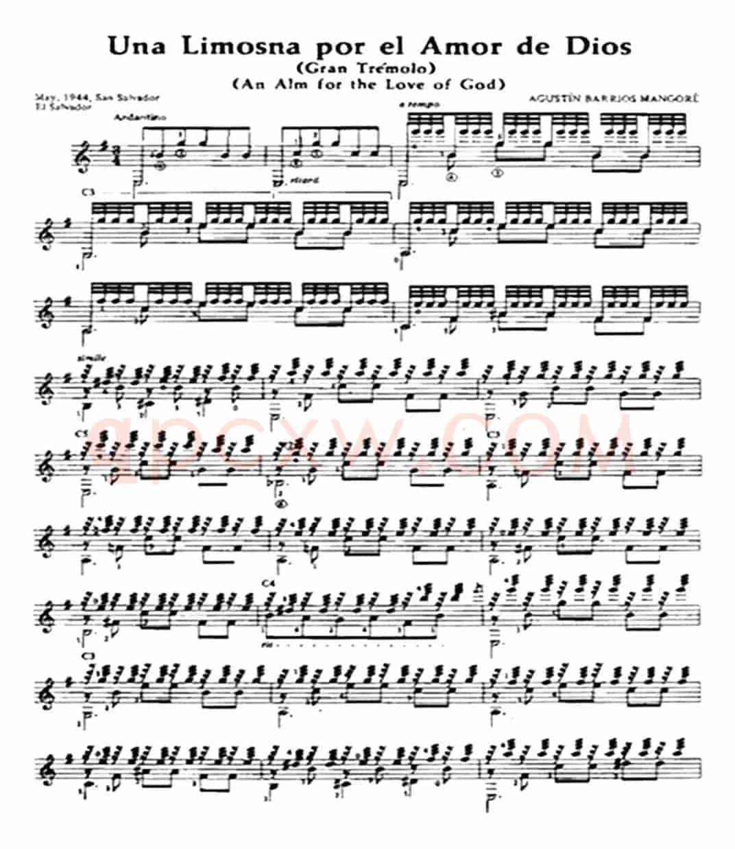 Una Limosna por el Amor de Dios(古典吉他)