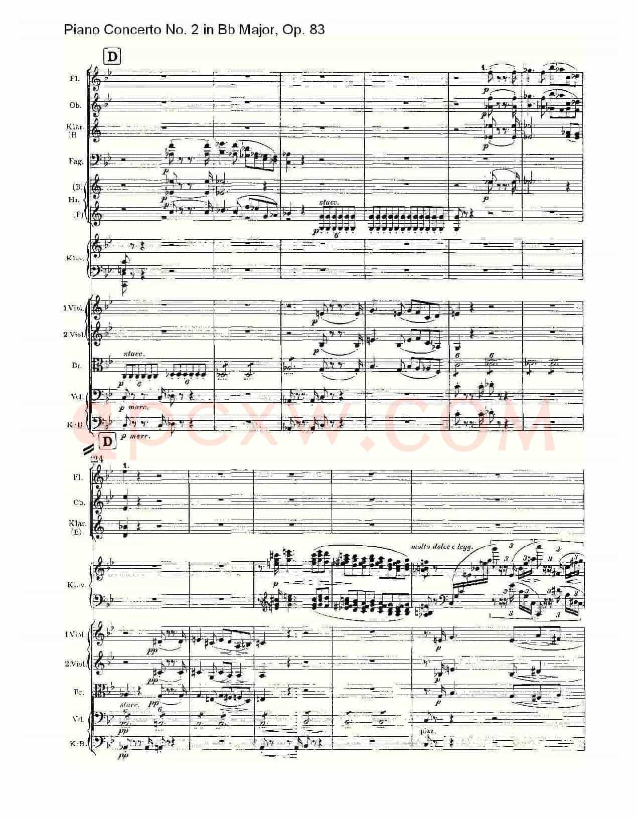 Bb大调钢琴第二协奏曲, Op.83第一乐章(一)