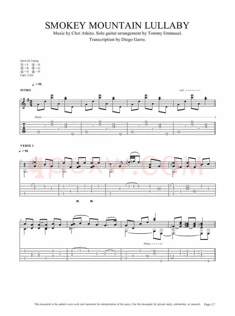 tommy emmanuel：smokey mountain lullaby（指弹吉它）