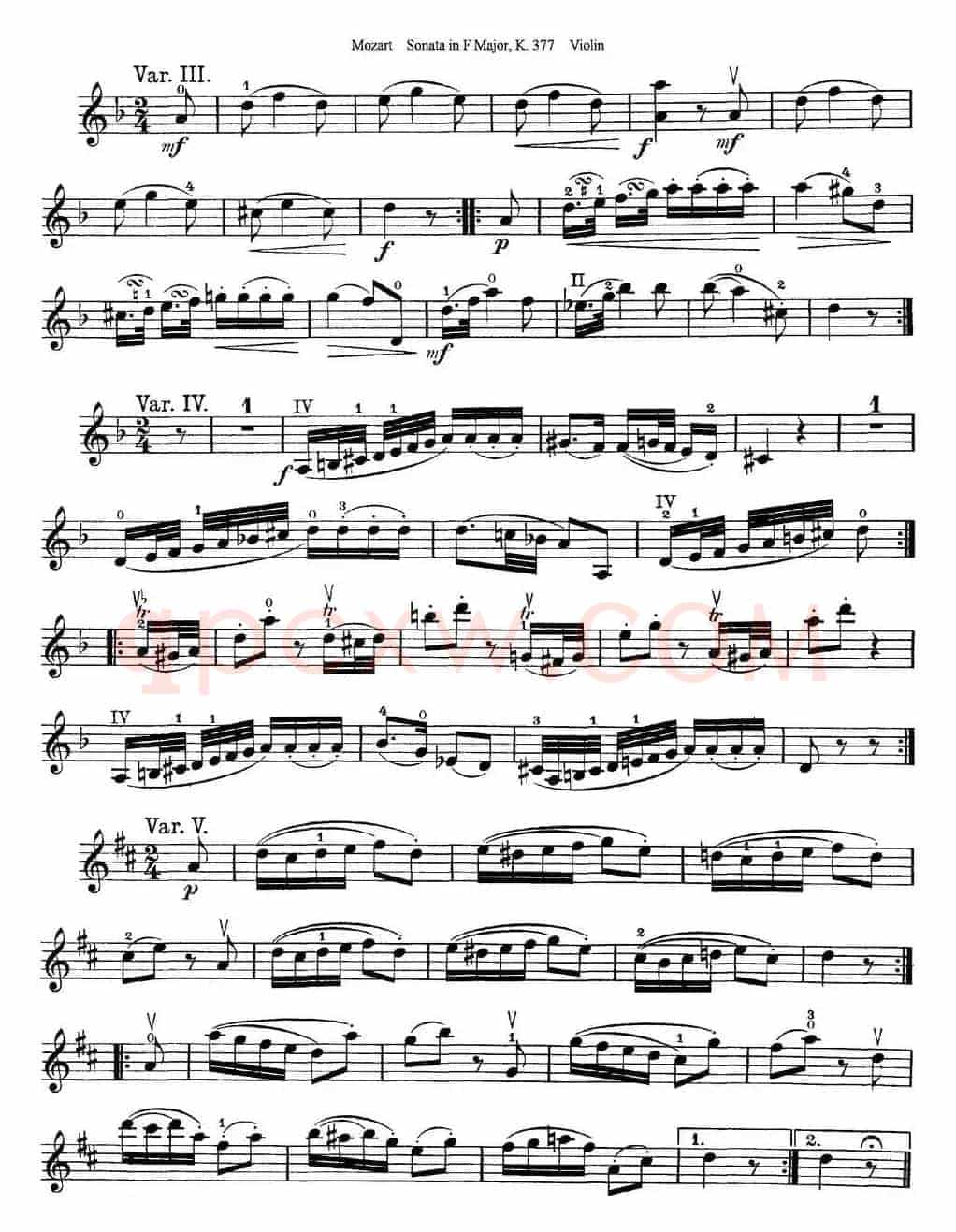 Violin Sonata in F Major K.377