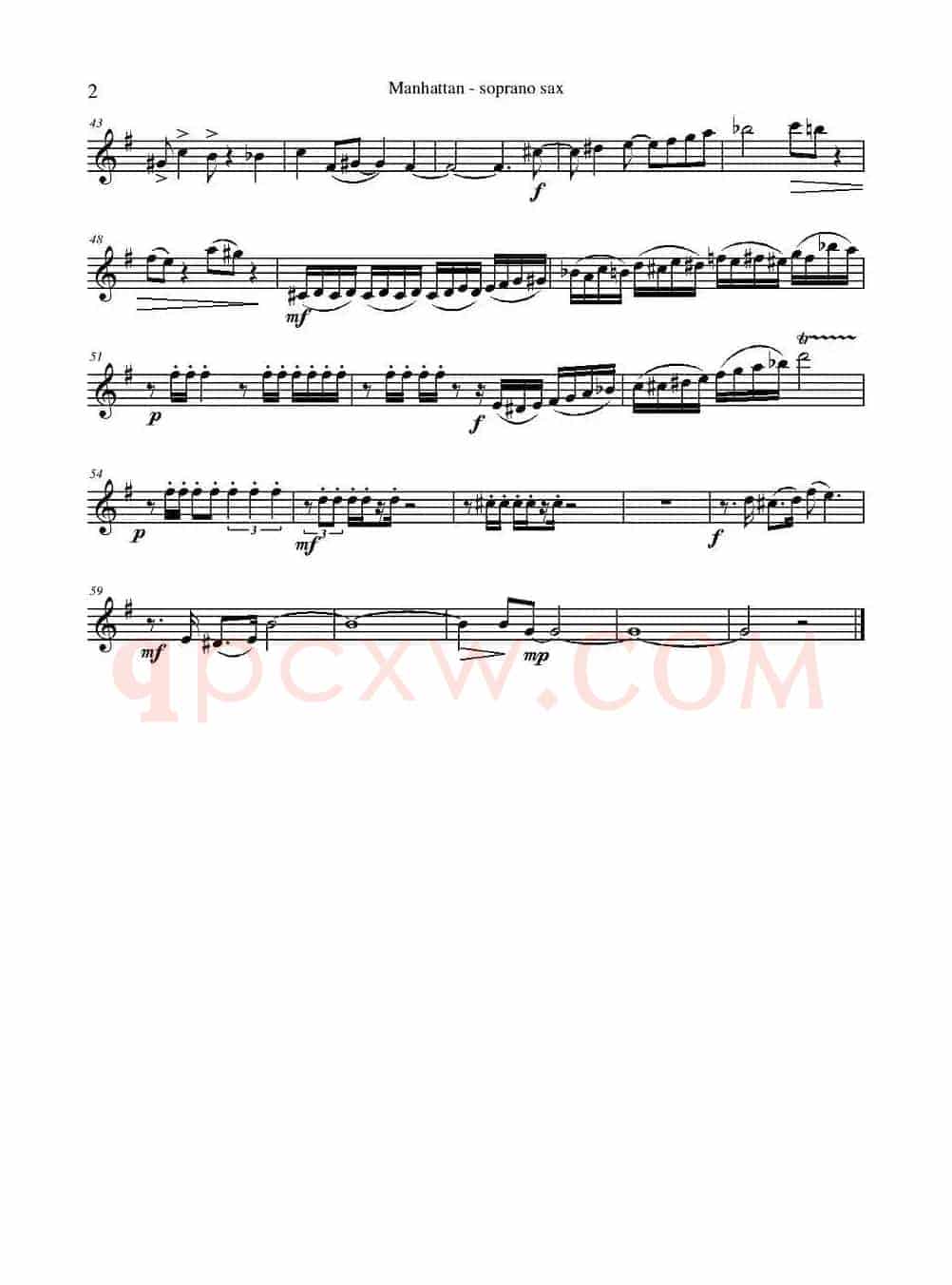 Manhattan Soprano Sax（四重奏高音萨克斯分谱）