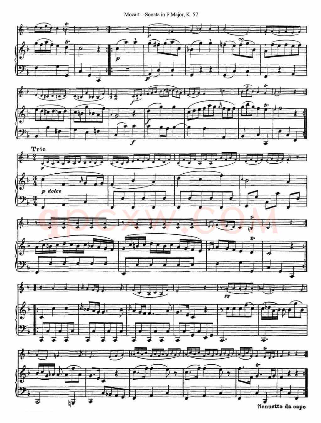 Violin Sonata in F Major K.357（小提琴+钢琴伴奏）