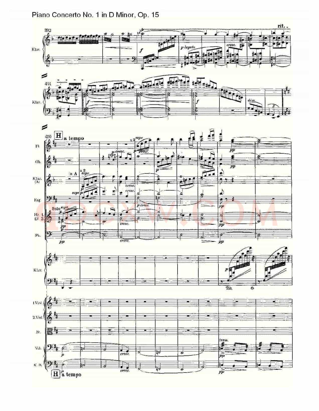 D小调钢琴第一协奏曲, Op.15第三乐章(一)