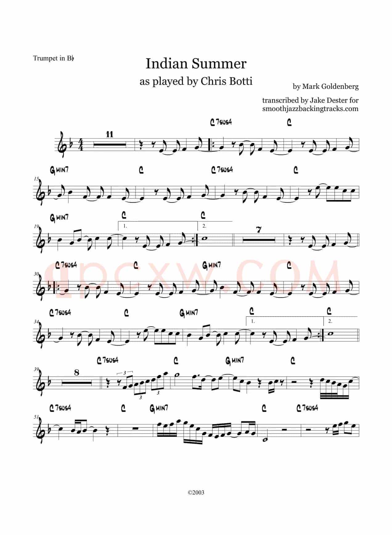 Indian Summer（Trumpet in Bb）