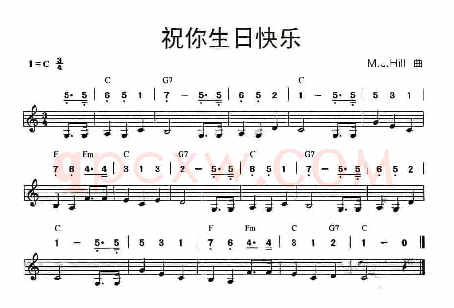 祝你生日快乐（线简谱混排版）