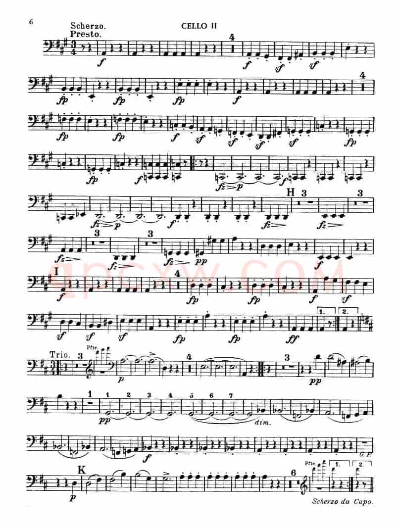 TROUT QUINTET（鳟鱼五重奏）（第二大提琴分谱）