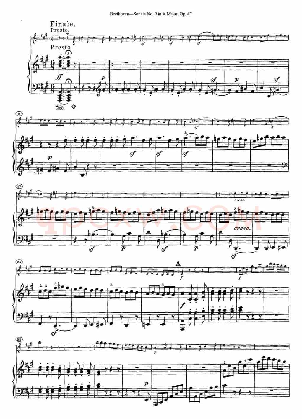 Violin Sonata No.9 in A Major Op.47（小提琴+钢琴伴奏）