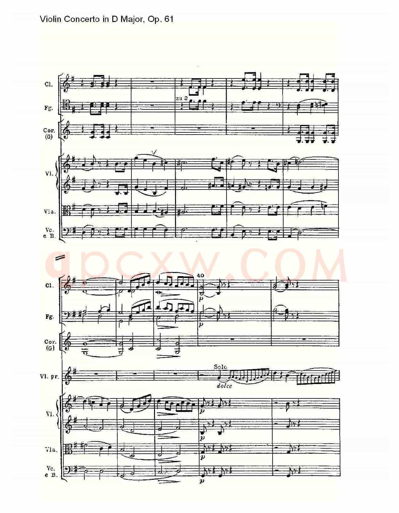 D大调小提琴协奏曲 Op.61 第二乐章