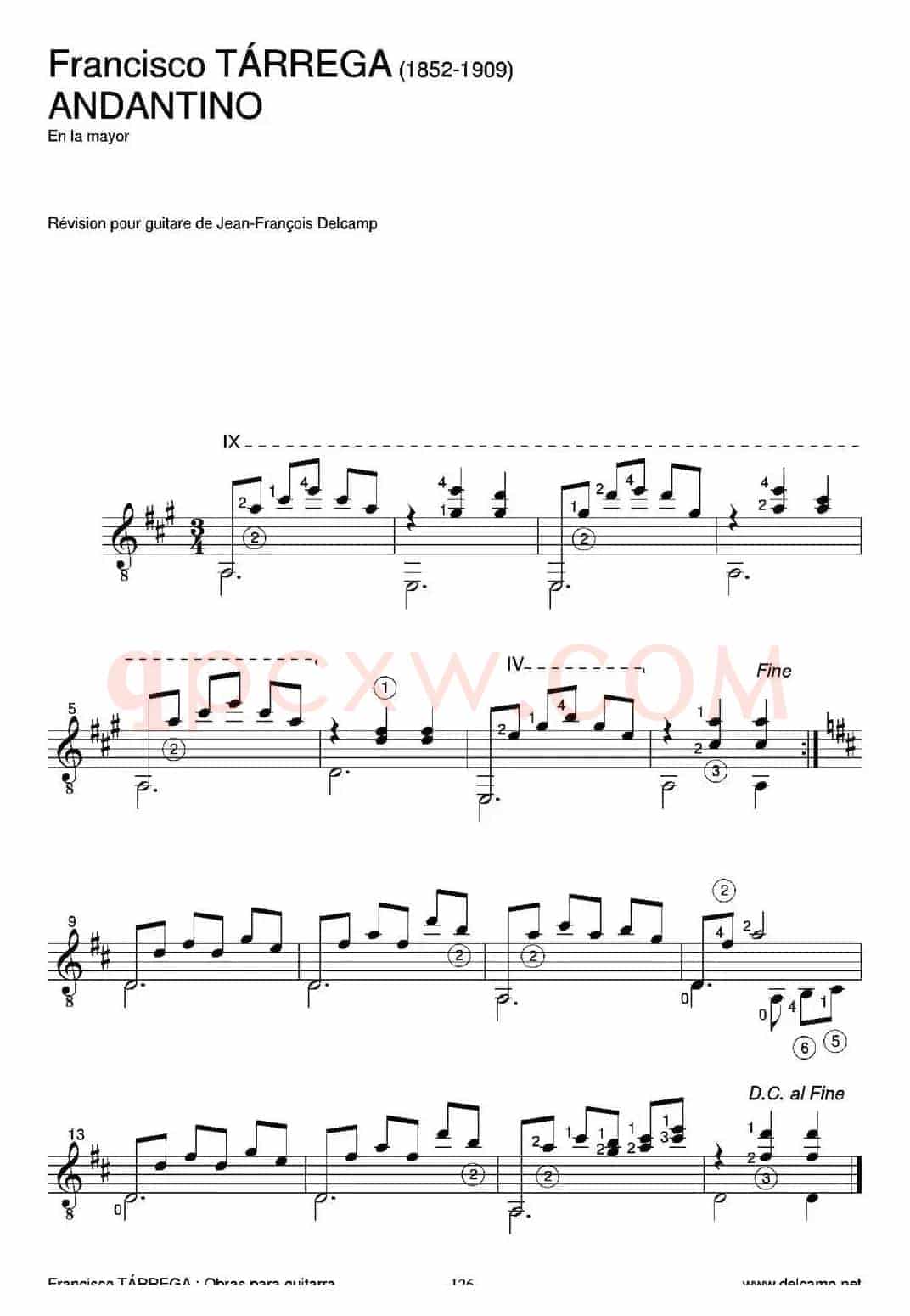 ANDANTINO(En la mayor)(古典吉他)