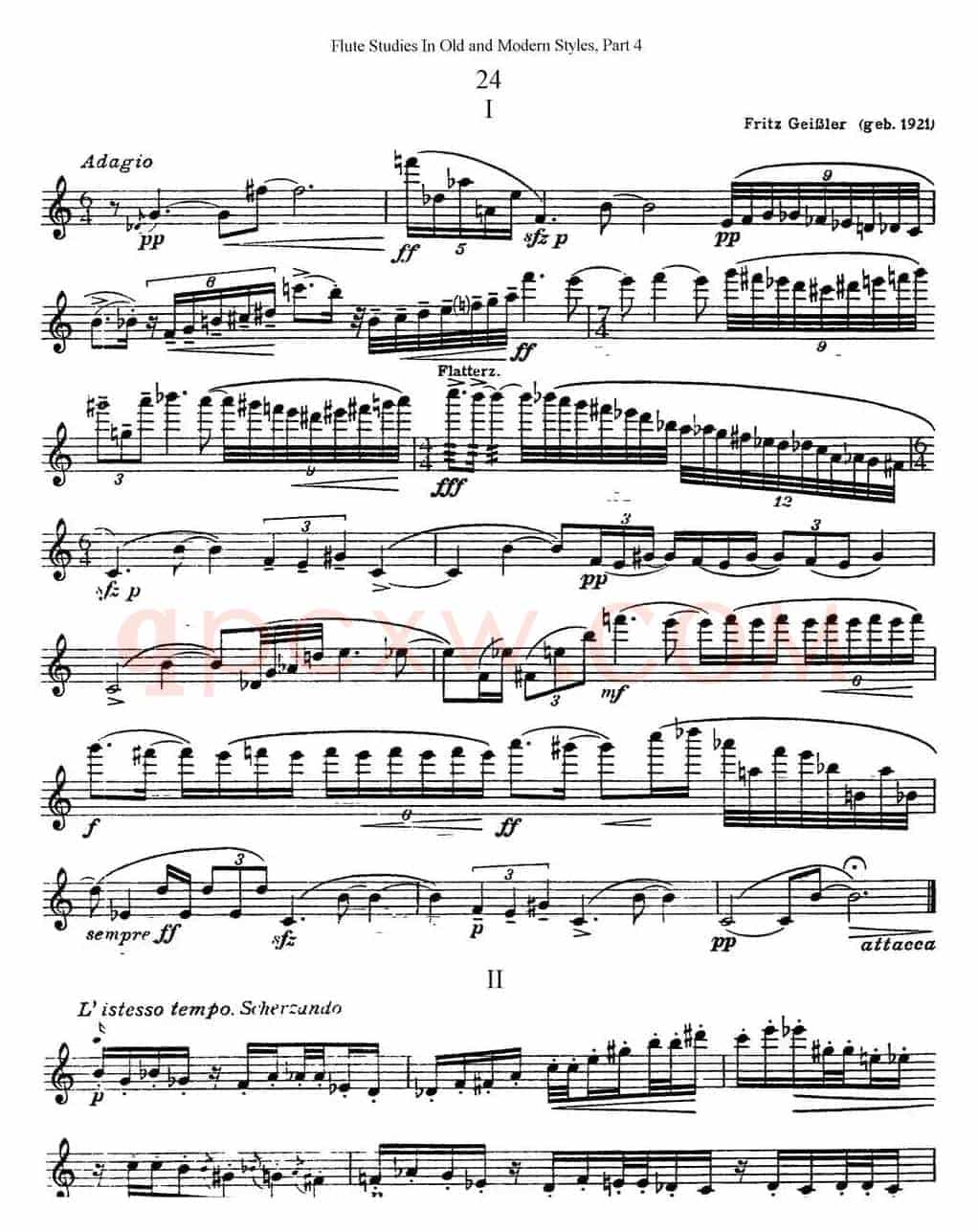 斯勒新老风格长笛练习重奏曲（第四部分）（NO.24）