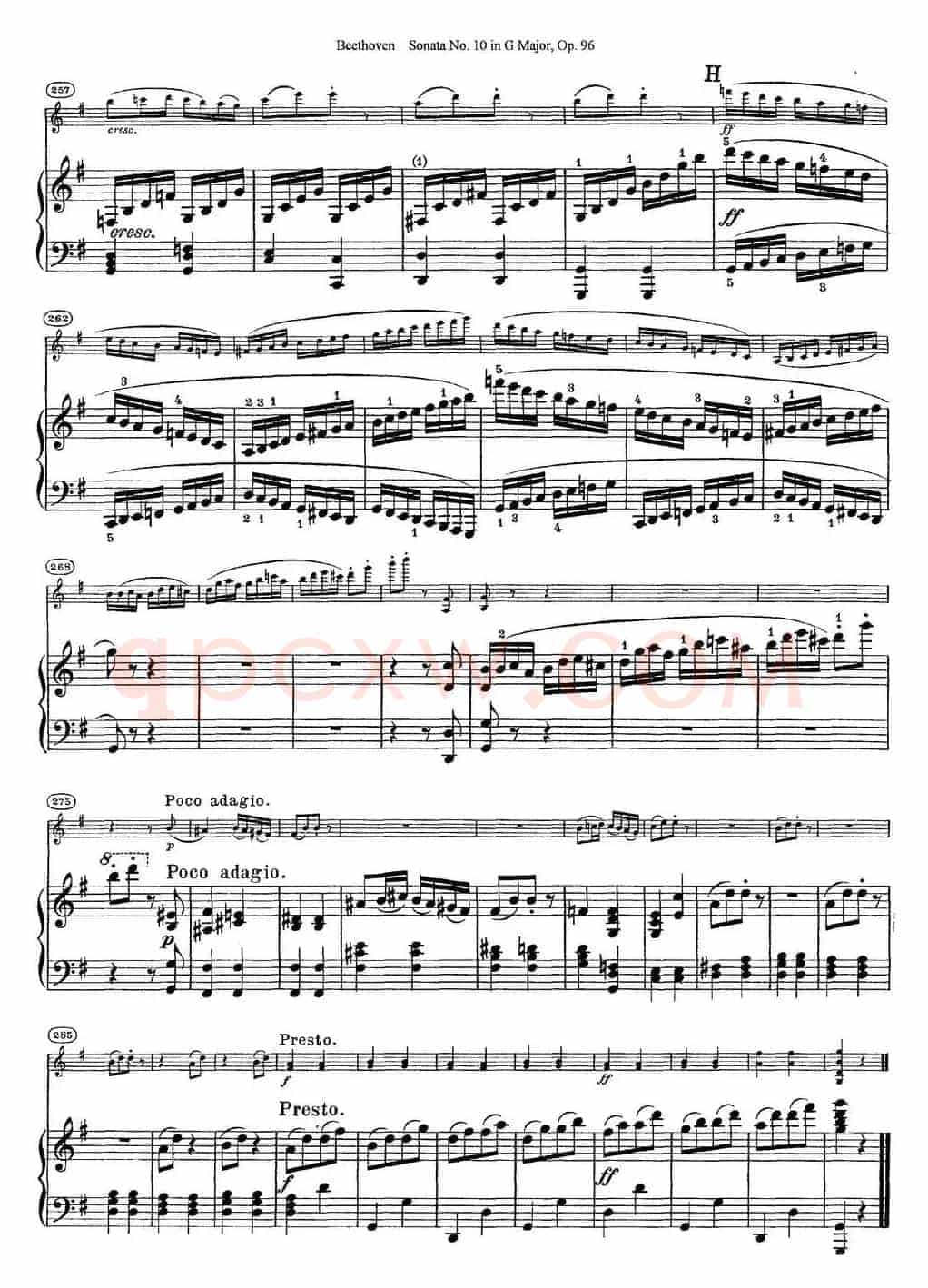 Violin Sonata No.10 in G Major Op.96（小提琴+钢琴伴奏）