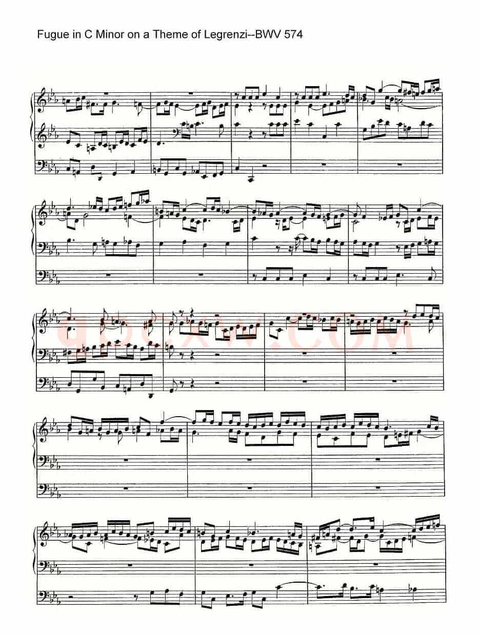 Fugue in C Minor on a Theme of Legrenzi--BWV 574（管风琴谱）