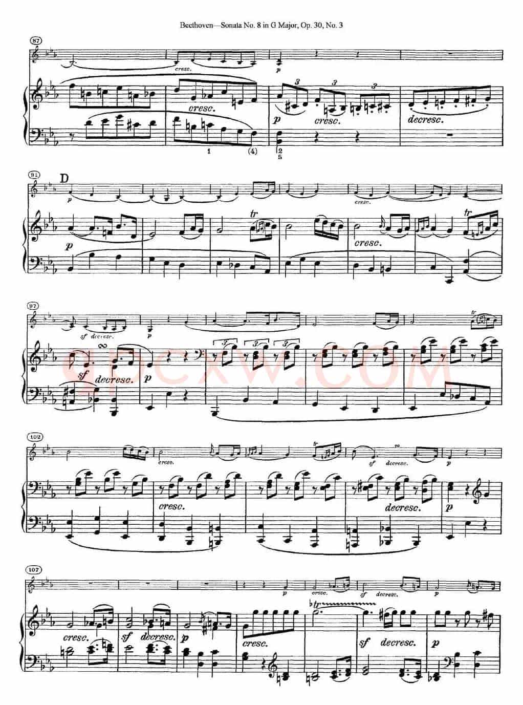 Violin Sonata No.8 in G Major Op.30 No.3（小提琴+钢琴伴奏）