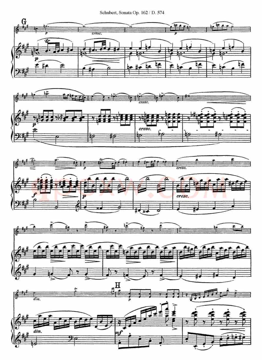 Violin Sonata in A major Op.162 D.574（小提琴+钢琴伴奏）