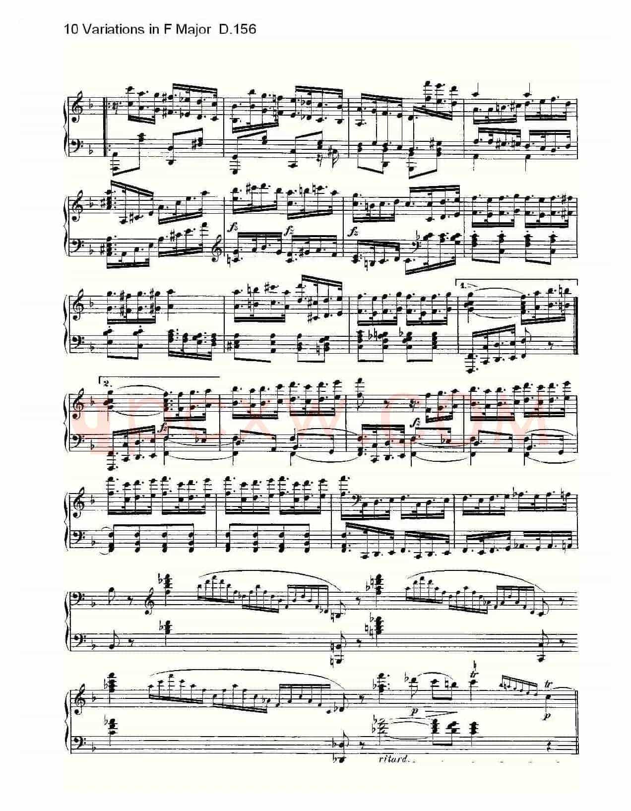 10 Variations in F Major D.156（F大调10变奏曲 D.156）