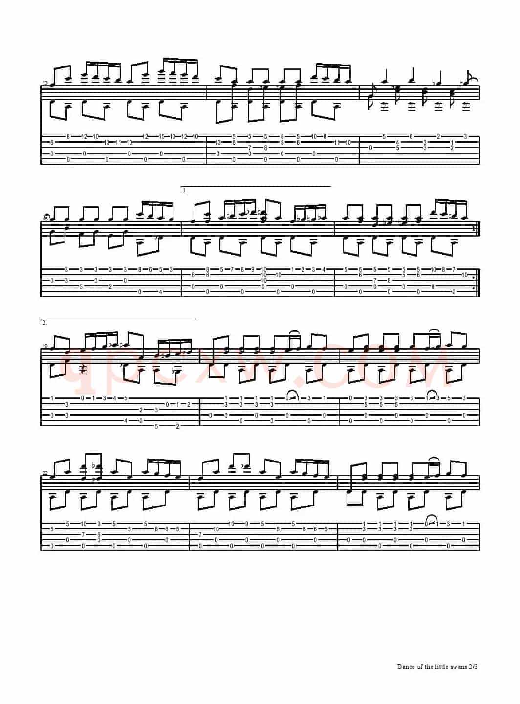 Dance of the little swans（五线谱+六线谱）