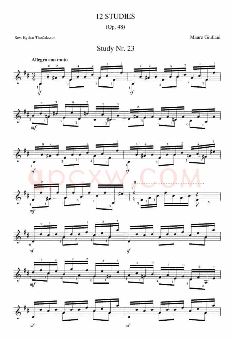 Mauro Giuliani《12 Studies,Op.48》（STUDY 23）