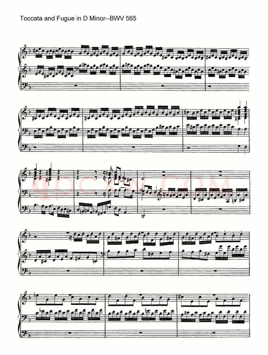 Toccata and Fugue in D Minor--BWV 565(管风琴谱)