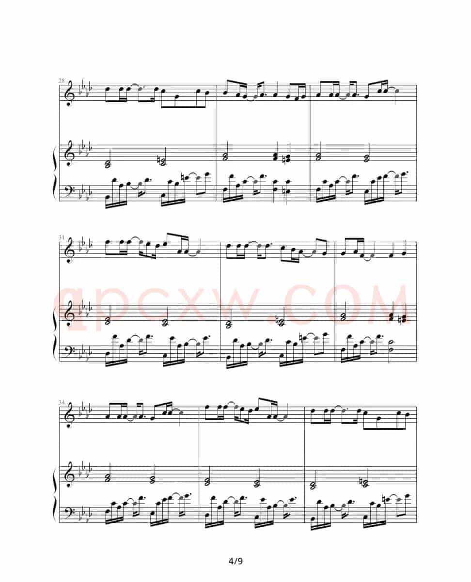 夜曲（周杰伦作曲、巴特尔编配版、钢琴伴奏谱）