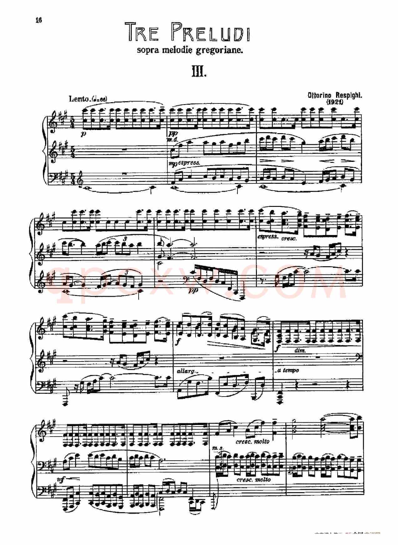 Three Preludes on Gregorian Melodies(三首格里高利圣咏前奏曲 3. 慢板)