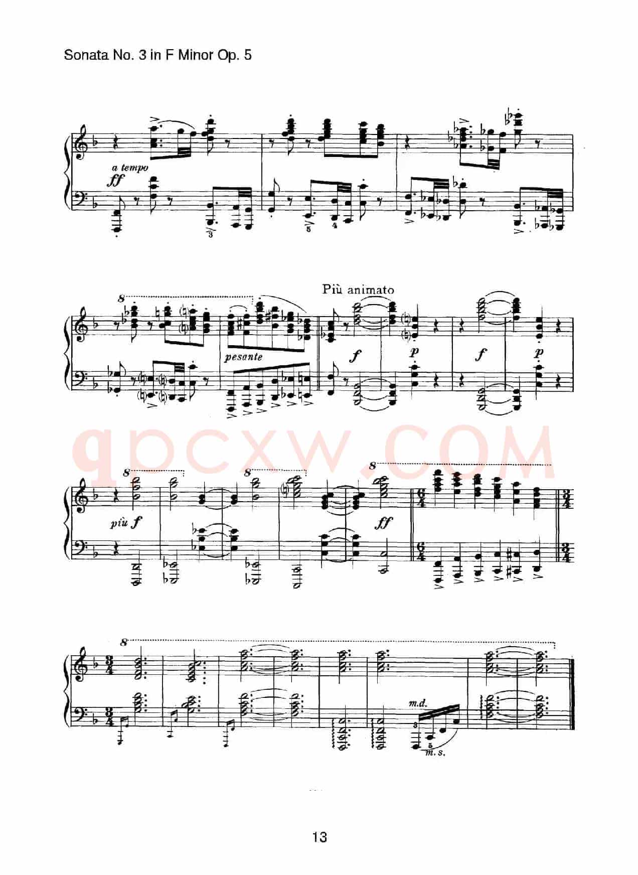 Piano Sonata No.3 in f Minor Op.5(f小调第三钢琴奏鸣曲)