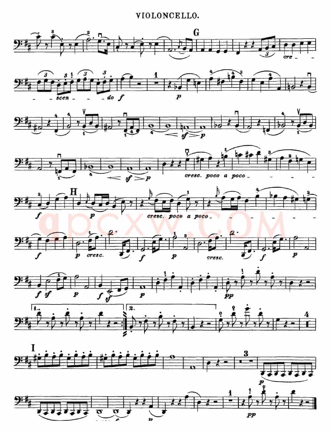 Mozart《Quartet No.20 in D Major,K.499》（Cello分谱）