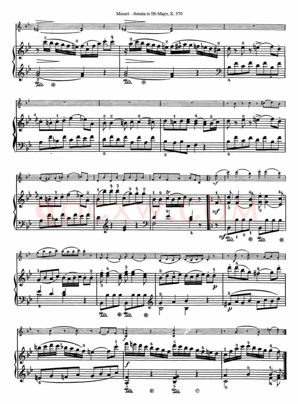 Violin Sonata in Bb Major K.570（小提琴+钢琴伴奏）
