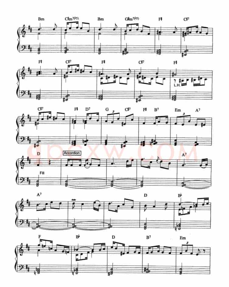 D大调探戈舞曲（爵士乐谱）