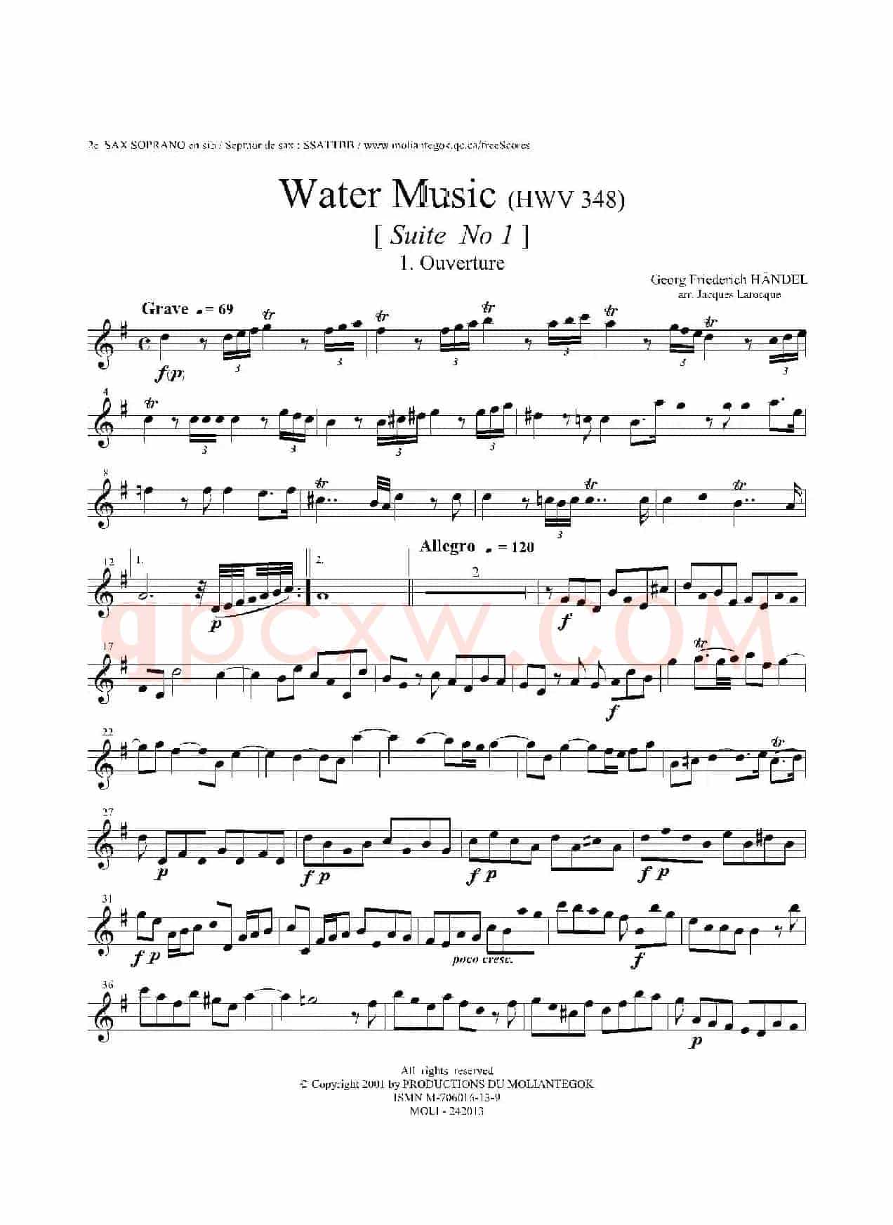 Water Music（HWV.348 No.1）（第二高音萨克斯）