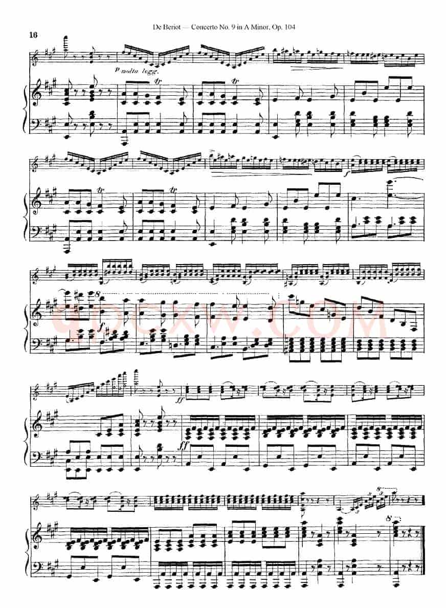 Beriot《Concerto No.9 in A Minor》Op.104（贝里奥《A小调第九小提琴协奏曲》Op.104、小提琴+钢琴伴奏）