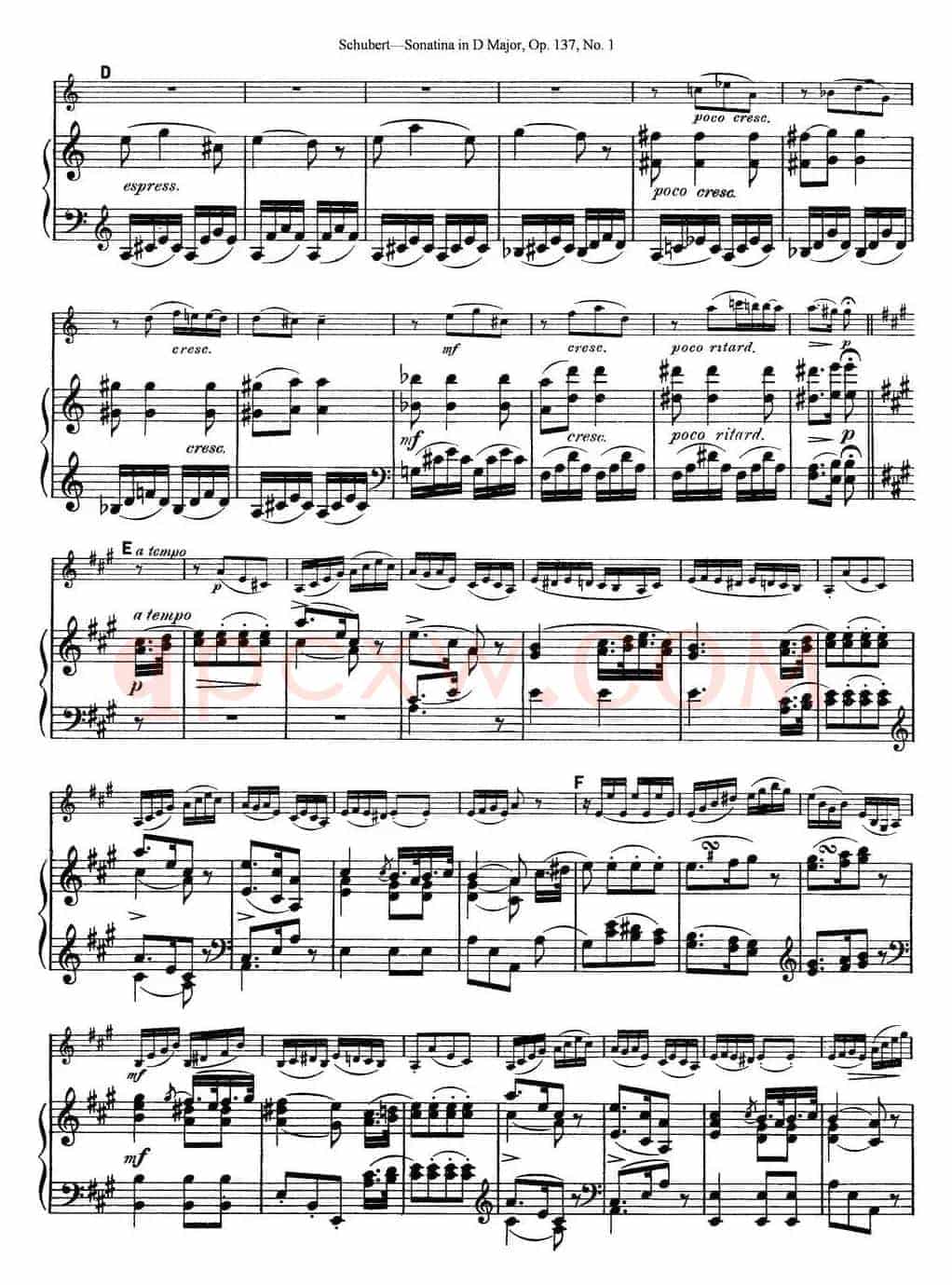 Violin Sonatina in D major Op.137 No.1（小提琴+钢琴伴奏）